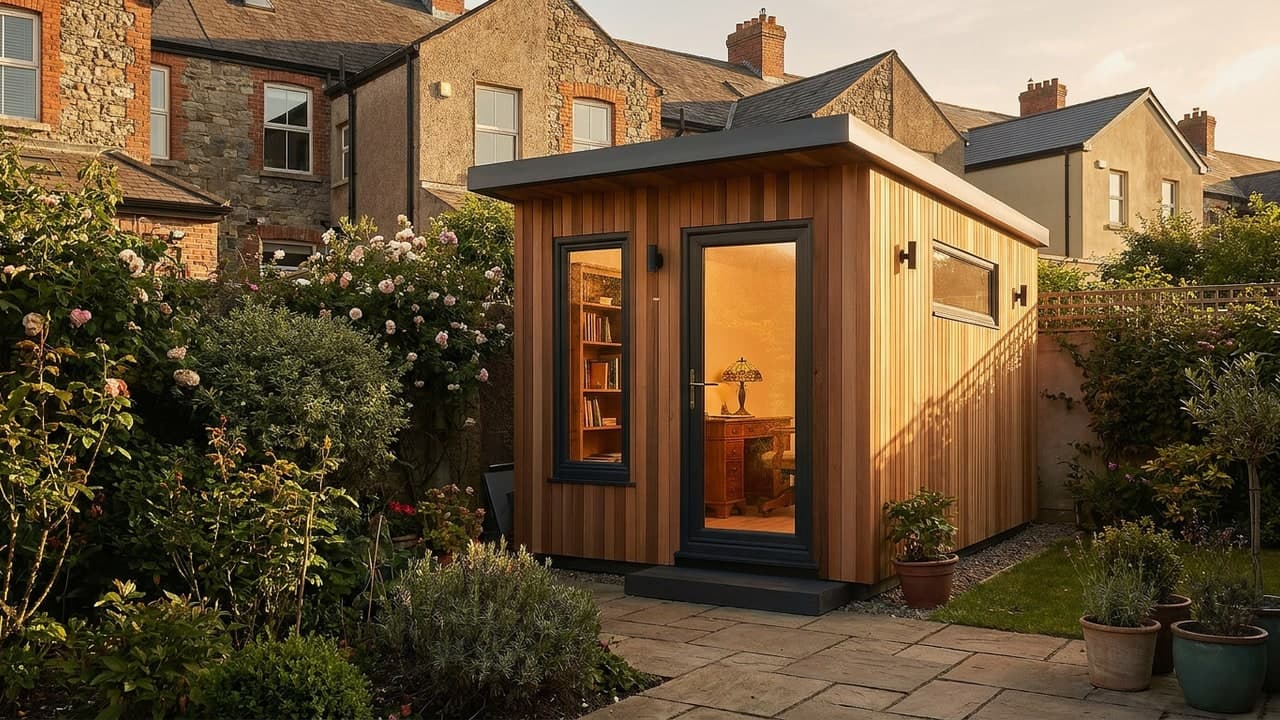 Two-metre cedar-clad Sprout Pod home office, steel-frame garden office Ireland