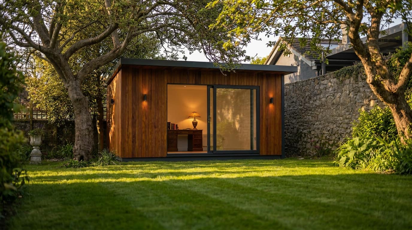 Sprout Pod garden room exterior — clean lines and full-width glazing